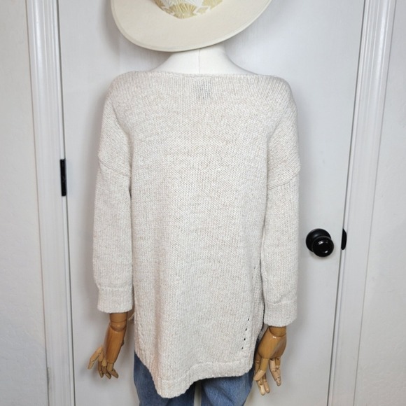 GAP Chunky Knit Cotton Sweater Women's L Soft Cozy Pullover Neutral Fall Winter - Picture 10 of 11